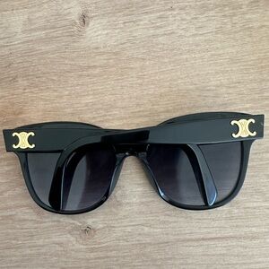 Black Sunglasses with Gold Logo Accents